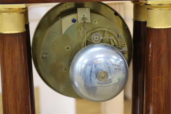 A French mahogany portico clock H.53cm, W.26.5cm